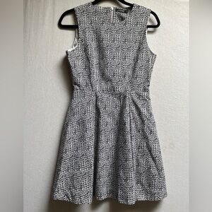 Kate Spade Saturday Dress Black White Chevron Cotton Linen Sleeveless Sz 2